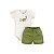 Conjunto Body Dino Manga Curta Shorts Viscolinho Masculino Verde - Imagem 1