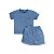 Conjunto Camiseta Manga Curta Shorts Malha Anarruga Azul - Imagem 1