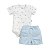 Conjunto Body Estampado Trenzinho Shorts Suedine Pima Azul - Imagem 1