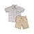 Conjunto Camisa Manga Curta Bermuda Linho Bege - Imagem 1