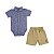 Conjunto Shorts e Body Curto Xadrez Azul Marinho - Imagem 1