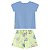 Conjunto Blusa e Short-Saia em Meia Malha Azul - Imagem 2