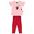 Conjunto Blusa Malha e Legging Cotton Rosa - Imagem 1