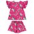 Conjunto Blusa Manga Curta e Short em Meia Malha Rosa - Imagem 2