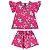 Conjunto Blusa Manga Curta e Short em Meia Malha Rosa - Imagem 1