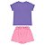 Conjunto Blusa Meia Malha e Short em Moletom Lilás - Imagem 2