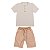 Conjunto Fun Camiseta Bege Malha Jaquard Eco Bermuda Sarja - Imagem 1