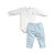 Conjunto Body Bordado Trenzinho Calça Suedine Pima Azul - Imagem 1