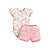 Conjunto Body Manga Curta Shorts Suedine Feminino Rosa - Imagem 1