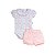 Conjunto Body Manga Curta Shorts Suedine Rosa - Imagem 1