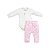 Conjunto Body Manga Longa Bordado com Calça Suedine Pima Rosa Bebê - Imagem 1