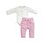 Conjunto Body Manga Longa Bordado com Calça Suedine Pima Rosê - Imagem 1