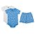 Kit 3 Peças Dino Surfer Body Ribana Azul Bermuda Meia Malha - Imagem 1