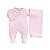 Kit Macacão Longo Bordado com Manta Suedine Pima Rosa Bebê - Imagem 1