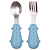 Kit Talheres Silicone e Aço Inoxidável Dino Azul - Imagem 1