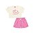 Conjunto Blusa e Shorts Off White e Rosa - Imagem 1