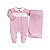 Kit Macacão Longo e Manta Suedine Passarinho Rosê - Imagem 1