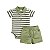 Conjunto Body Manga Curta com Short Suedine Listrado - Imagem 1