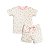 Pijama Curto Estampado Malha Aveludada Flores Rosê - Imagem 1