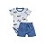 Conjunto Body Estampado Shorts Suedine Azul - Imagem 1