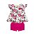 Conjunto Blusa Floral Off White e Short em Cotton - Imagem 1