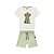 Conjunto Camiseta Meia Malha Off White e Bermuda Moletom - Imagem 1