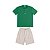 Conjunto Infantil Festa Camiseta Piquet e Bermuda Linho Verde - Imagem 1