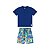 Conjunto Camiseta Malha e Bermuda Moletom Azul - Imagem 2
