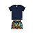 Conjunto Camiseta Malha e Short Microfibra Azul Marinho - Imagem 2