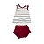 Conjunto Infantil Listrado com Laço e Coração – Branco e Vermelho - Imagem 1