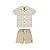 Conjunto Camisa Tecido Voil Xadrez Fio Tinto e Bermuda Linho Bege - Imagem 2