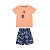 Conjunto Ocean Camiseta Malha e Bermuda Tactel Sublimado Laranja - Imagem 1