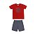 Conjunto Play Now Camiseta Malha e Bermuda Moletom Vermelho - Imagem 1