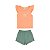 Conjunto Flores Blusa Cotton e Shorts Moletim Laranja - Imagem 2