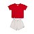 Conjunto Laços Blusa Malha e Short Molecotton Vermelho - Imagem 2