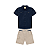 Conjunto Camisa em Tricoline e Bermuda Sarja Azul Marinho - Imagem 2