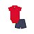 Conjunto Bebê Body Polo e Bermuda Vermelho - Imagem 1