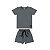 Conjunto Infantil Camiseta e Bermuda Básico Cinza Escuro - Imagem 1