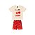 Conjunto Blusa Meia Malha Cherry Bege e Short Ciclista Cotton - Imagem 1