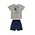 Conjunto Camiseta Malha Cinza e Bermuda Moletom - Imagem 2