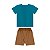 Conjunto Camiseta Malha e Bermuda Moletom Aventura Azul Petróleo - Imagem 2