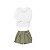 Conjunto Blusa Manga Longa  Com Gola Bordada e Shorts Saia Verde - Imagem 1