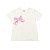 Conjunto Infantil Blusa Off White com Laço e Bermuda Ciclista Rosa - Imagem 2
