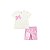 Conjunto Infantil Blusa Off White com Laço e Bermuda Ciclista Rosa - Imagem 1
