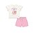 Conjunto Infantil Blusa Estampada e Shorts Rosa Iogurte - Imagem 1