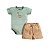 Conjunto Body Bordado Manga Curta e Short em Suedine Menino Verde - Imagem 1