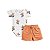 Conjunto Body Manga Curta Estampa Ursinho Futebol e Short Suedine Menino Laranja - Imagem 1