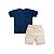 Conjunto Camiseta Manga Curta e Bermuda em Linho Azul - Imagem 2