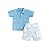 Conjunto Camiseta Polo Manga Curta e Bermuda Sarja Azul - Imagem 1