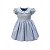Vestido em Tricoline Flamê Bordado com Gola Azul - Imagem 1